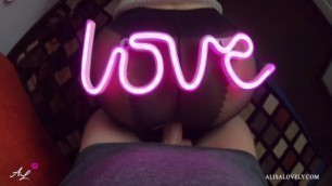 Amateur Couple Romantic Sex under the Light of a Pink Lamp LOVE