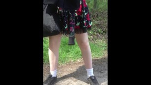 Girl Pee under Skirt during Hike