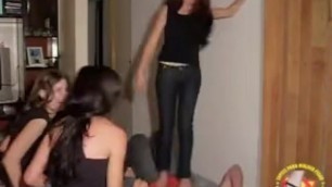 Three Gorgeous Brunette Princess Jump,trample and Stomp Lucky Guy