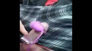 T-Girl in Pjs Cums Hands-Free from Cock Ring Vibrators