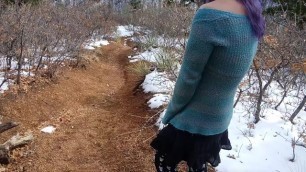 Transgirl Pissing in Public on a Snowy Trail