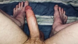 Big Dick Stud Cums on his own Feet