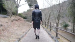 japanese crossdresser leather skirt