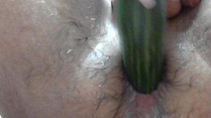 crossdresser-bitch fucked a cucumber and various big dildos
