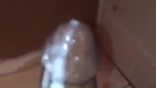 Thick cum oozing out of my horny dick