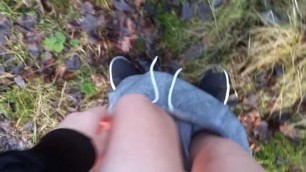 Boy wanks Outdoor