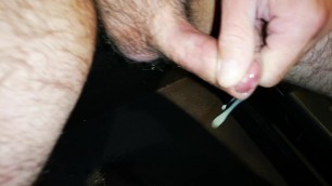 Small hard cock piss and cum