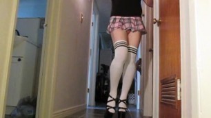 Stripper socks and schoolgirl skirt
